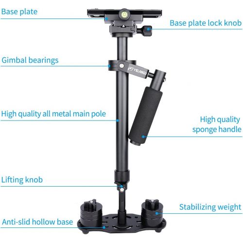  YELANGU S60N DSLR Stabilizer Handheld Camera Stabilizer with Quick Release Plate 14 and 38 Screw for Camera Video DSLR Nikon, Canon, iPhone, Sony, Panasonic