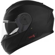 Motorcycle Modular Full Face Helmet DOT Approved - YEMA YM-926 Motorbike Moped Street Bike Racing Crash Helmet with Sun Visor for Adult, Men and Women - Matte Black,XXL