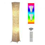 YENNY SHOP Soft Light Floor Lamp with Remote Control, Yenny shop 52 RGB Color Changing LED Tyvek Fabric Shade Dimmable & 2 smart LED bulbs For Livingroom,Bedroom(Slim Lamp)