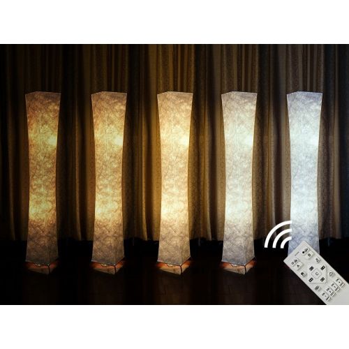  YENNY SHOP Soft Light Floor Lamp with Remote Control, Yenny shop 52 RGB Color Changing LED Tyvek Fabric Shade Dimmable & 2 smart LED bulbs For Livingroom,Bedroom(Slim Lamp)