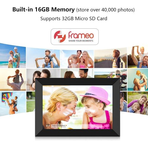  YENOCK FRAMEO WiFi Digital Photo Frame 10.1 Inch HD IPS LCD Touch Screen, 16GB Storage, Auto-Rotate, Wall-Mountable, Easy Setup to Share Photos & Videos via Free App from Anywhere