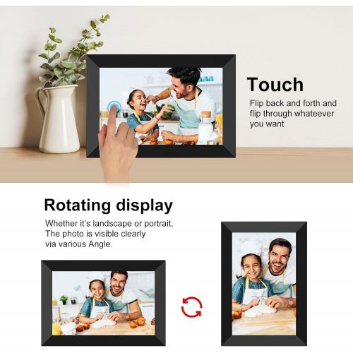  YENOCK FRAMEO WiFi Digital Photo Frame 10.1 Inch HD IPS LCD Touch Screen, 16GB Storage, Auto-Rotate, Wall-Mountable, Easy Setup to Share Photos & Videos via Free App from Anywhere