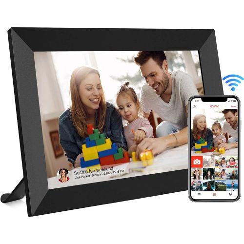  YENOCK FRAMEO WiFi Digital Photo Frame 10.1 Inch HD IPS LCD Touch Screen, 16GB Storage, Auto-Rotate, Wall-Mountable, Easy Setup to Share Photos & Videos via Free App from Anywhere