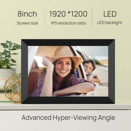  [아마존베스트]YENOCK WiFi Digital Photo Frame with Touch Screen 8-Inch IPS (1280 x 800), Automatically Rotates Portrait and Landscape, Built-in 16GB Memory, Moments Instantly via Frameo App