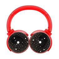 YES-666 Geometric Solar System Science Artstereo Wireless Headset with Microphone Bluetooth Foldable Portable Stereo Headset for Pc/Tv/Phone Red