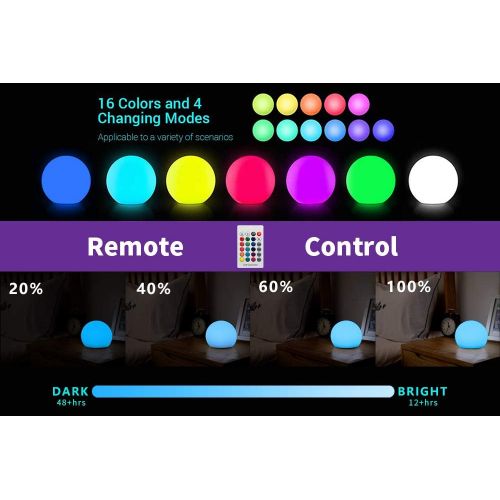  [아마존 핫딜]  [아마존핫딜]YESIE 16-Inch Cordless LED Ball Light for Garden, New Easy Charging LED Module with Remote Control,16 RGB Colors Decoration Orb Light