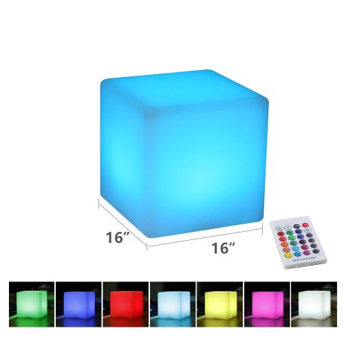  YESIE 16-Inch Cordless LED Cube Chair Light, New Removable and Easy Charging LED Module,Corlor Changing and Rechargeable LED Cube for Adult