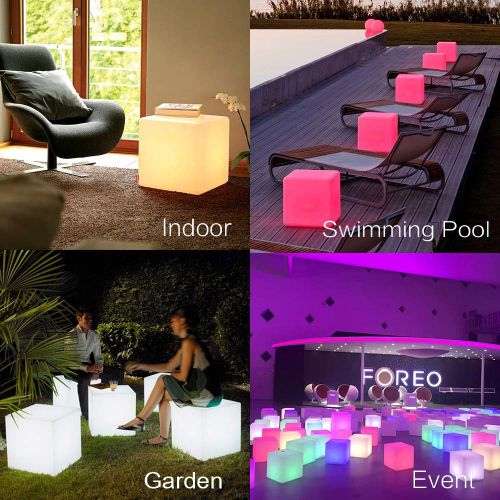  YESIE 16-Inch Cordless LED Cube Chair Light, New Removable and Easy Charging LED Module,Corlor Changing and Rechargeable LED Cube for Adult