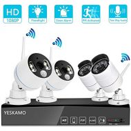 YESKAMO Home Security Camera System Wireless Outdoor 1080p [Floodlight & Audio] 8 Channel NVR Recorder Surveillance System,2 x Floodlight IP Camera & 2 x WiFi CCTV Cameras,Two Way