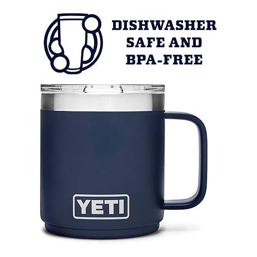 예티 YETI Rambler 10 oz Stackable Mug, Vacuum Insulated, Stainless Steel with MagSlider Lid, Navy