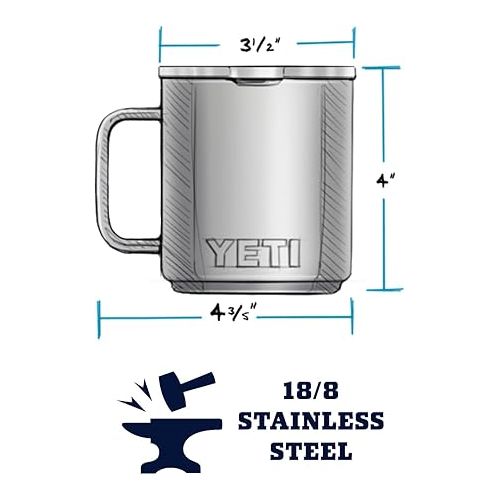 예티 YETI Rambler 10 oz Stackable Mug, Vacuum Insulated, Stainless Steel with MagSlider Lid, Navy