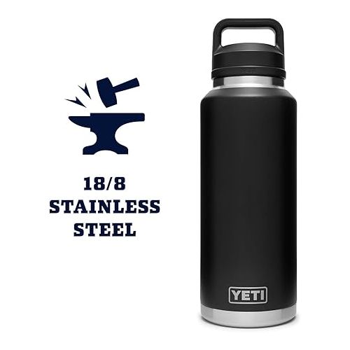 예티 YETI Rambler 46 oz Bottle, Vacuum Insulated, Stainless Steel with Chug Cap, Black