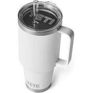 YETI Rambler 42 oz Tumbler with Handle and Straw Lid, Travel Mug Water Tumbler, Vacuum Insulated Cup with Handle, Stainless Steel, White