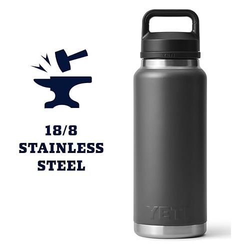 예티 YETI Rambler 36 oz Bottle, Vacuum Insulated, Stainless Steel with Chug Cap, Charcoal