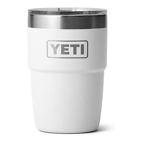 예티 YETI Rambler 8 oz Stackable Cup, Stainless Steel, Vacuum Insulated Espresso Cup with MagSlider Lid, White