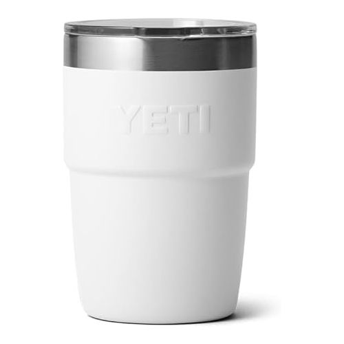 예티 YETI Rambler 8 oz Stackable Cup, Stainless Steel, Vacuum Insulated Espresso Cup with MagSlider Lid, White