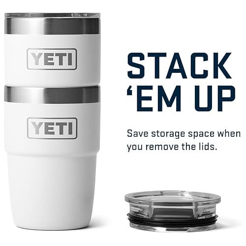 예티 YETI Rambler 8 oz Stackable Cup, Stainless Steel, Vacuum Insulated Espresso Cup with MagSlider Lid, White