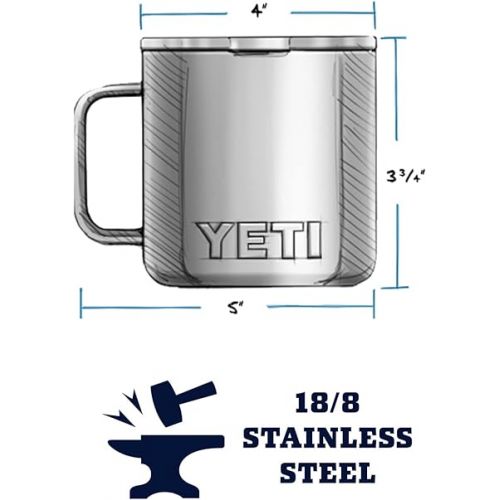 예티 YETI Rambler 14 oz Mug, Vacuum Insulated, Stainless Steel with MagSlider Lid, Stainless