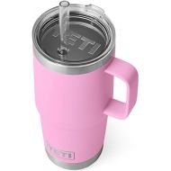 YETI Rambler 25 oz Tumbler with Handle and Straw Lid, Travel Mug Water Tumbler, Vacuum Insulated Cup with Handle, Stainless Steel, Power Pink