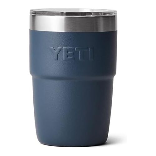 예티 YETI Rambler 8 oz Stackable Cup, Stainless Steel, Vacuum Insulated Espresso Cup with MagSlider Lid, Navy