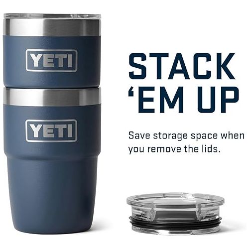 예티 YETI Rambler 8 oz Stackable Cup, Stainless Steel, Vacuum Insulated Espresso Cup with MagSlider Lid, Navy