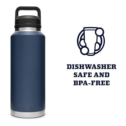 예티 YETI Rambler 46 oz Bottle, Vacuum Insulated, Stainless Steel with Chug Cap, Navy