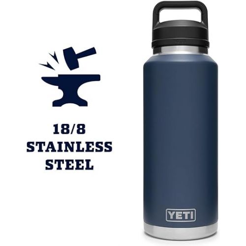 예티 YETI Rambler 46 oz Bottle, Vacuum Insulated, Stainless Steel with Chug Cap, Navy