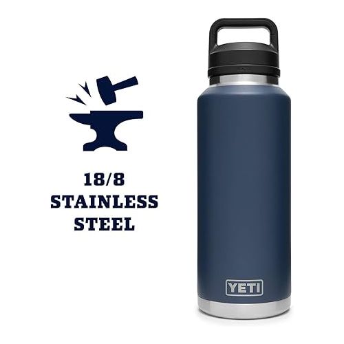 예티 YETI Rambler 46 oz Bottle, Vacuum Insulated, Stainless Steel with Chug Cap, Navy