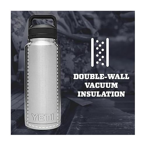 예티 YETI Rambler 46 oz Bottle, Vacuum Insulated, Stainless Steel with Chug Cap, Navy