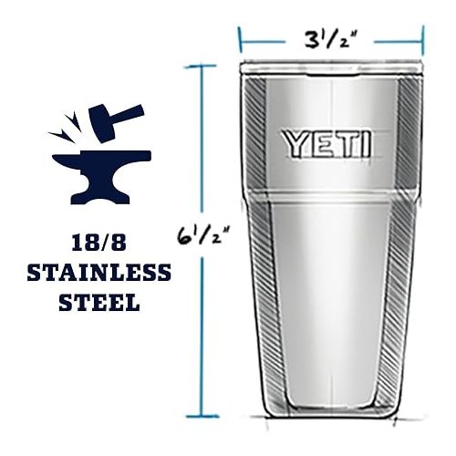 예티 YETI Rambler Stackable Pint, Vacuum Insulated, Stainless Steel with MagSlider Lid, Power Pink