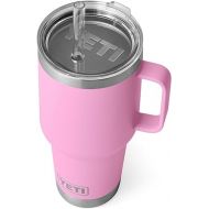 YETI Rambler 35 oz Tumbler with Handle and Straw Lid, Travel Mug Water Tumbler, Vacuum Insulated Cup with Handle, Stainless Steel, Power Pink