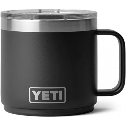 예티 YETI Rambler 14 oz Stackable Mug, Vacuum Insulated, Stainless Steel with MagSlider Lid, Black