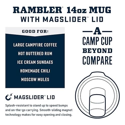 예티 YETI Rambler 14 oz Stackable Mug, Vacuum Insulated, Stainless Steel with MagSlider Lid, Black
