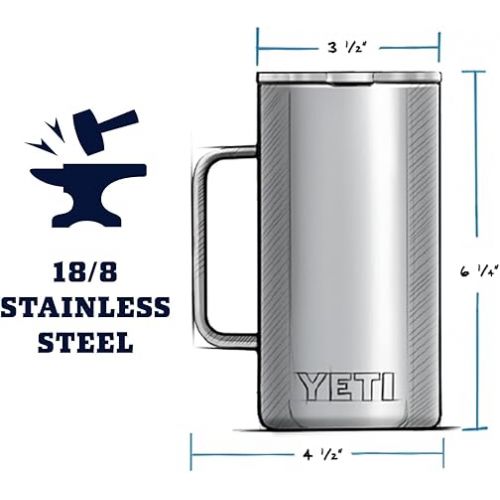 예티 YETI Rambler 24 oz Mug, Vacuum Insulated, Stainless Steel with MagSlider Lid, Charcoal