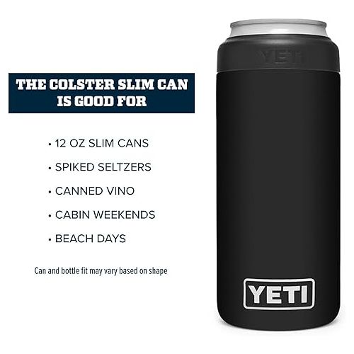 예티 YETI Rambler 12 oz. Colster Slim Can Insulator for the Slim Hard Seltzer Cans, Black