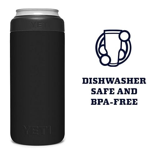 예티 YETI Rambler 12 oz. Colster Slim Can Insulator for the Slim Hard Seltzer Cans, Black