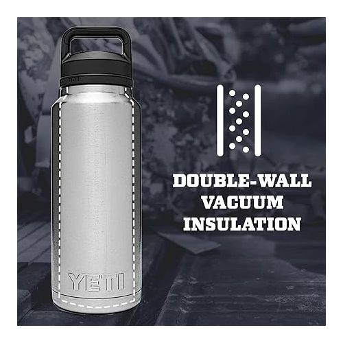 예티 YETI Rambler 46 oz Bottle, Vacuum Insulated, Stainless Steel with Chug Cap, Charcoal