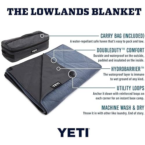 예티 YETI Lowlands Blanket, Multi-Use Blanket with Travel Bag, Alpine Yellow