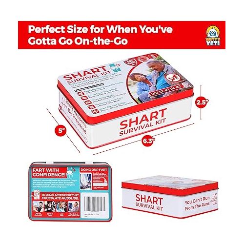 예티 Funny Shart Survival Kit by Witty Yeti. Ultimate Poop Prank Gag Gift Set Contains Wet Wipes, Disposable Underwear, Tissues and Hilarious Badge. Novelty Fart Potty Pack Great for Friends or Family