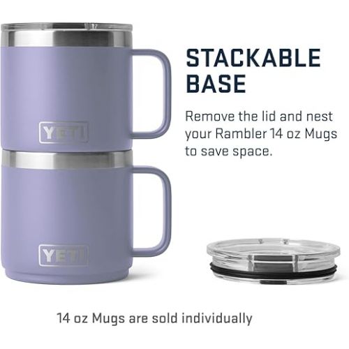 예티 YETI Rambler 14 oz Stackable Mug, Vacuum Insulated, Stainless Steel with MagSlider Lid, Cosmic Lilac