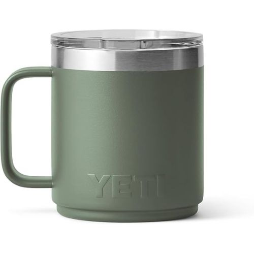 예티 YETI Rambler 10 oz Stackable Mug, Vacuum Insulated, Stainless Steel with MagSlider Lid, Camp Green