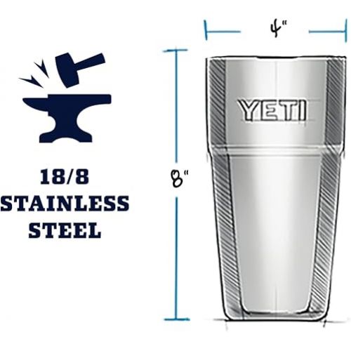 예티 YETI Rambler 26 oz Stackable Cup, Vacuum Insulated, Stainless Steel with No Lid, Navy