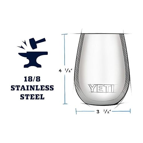 예티 YETI Rambler 10 oz Wine Tumbler, Vacuum Insulated, Stainless Steel, NO LID