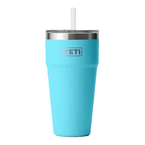 예티 YETI Rambler 26 oz Straw Cup, Vacuum Insulated, Stainless Steel with Straw Lid, Reef Blue