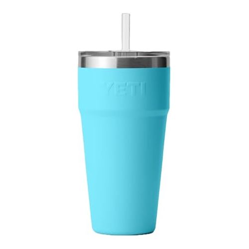 예티 YETI Rambler 26 oz Straw Cup, Vacuum Insulated, Stainless Steel with Straw Lid, Reef Blue