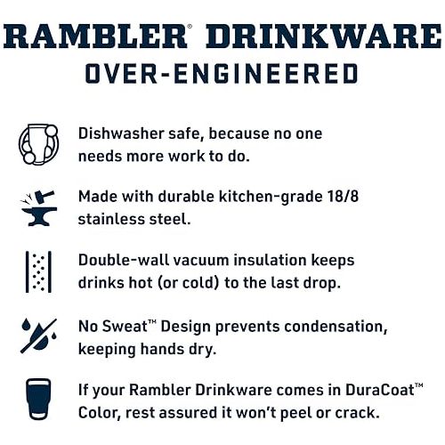 예티 YETI Rambler 42 oz Tumbler with Handle and Straw Lid, Travel Mug Water Tumbler, Vacuum Insulated Cup with Handle, Stainless Steel, Agave Teal