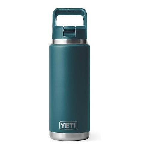 예티 YETI Rambler 26 oz Bottle, Vacuum Insulated, Stainless Steel with Color Matching Straw Cap, Agave Teal