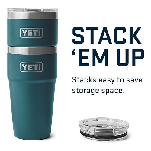 예티 YETI Rambler 20 oz Stackable Tumbler, Stainless Steel, Vacuum Insulated with MagSlider Lid, Agave Teal