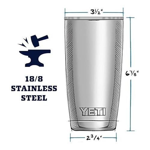 예티 YETI Rambler 20 oz Tumbler, Stainless Steel, Vacuum Insulated with MagSlider Lid, Folds of Honor - Navy