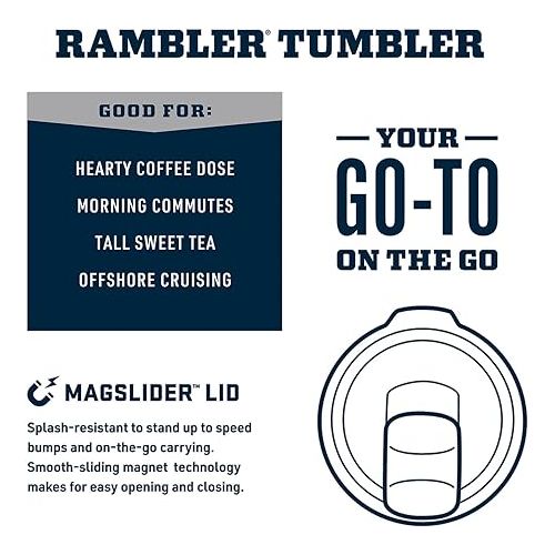 예티 YETI Rambler 20 oz Tumbler, Stainless Steel, Vacuum Insulated with MagSlider Lid, Folds of Honor - Navy